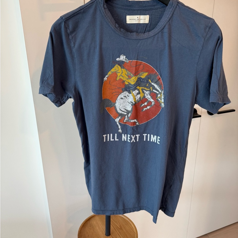 imogene + willie Blue and Red Short Sleeve Tee